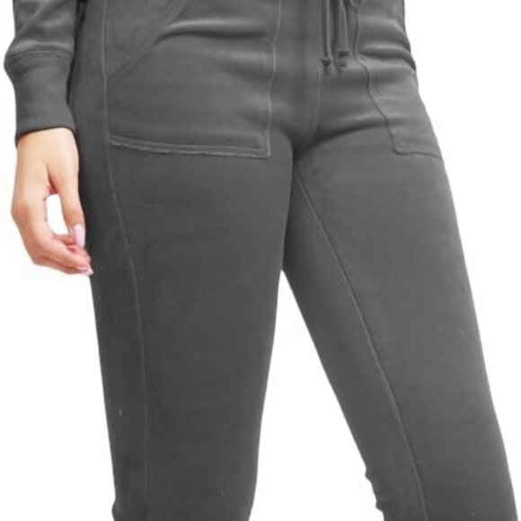 Luxurious Women's Tracksuit Set - Velour Zip Hoodie & Sweatpants S-3XL Dark Gray - Picture 1 of 6
